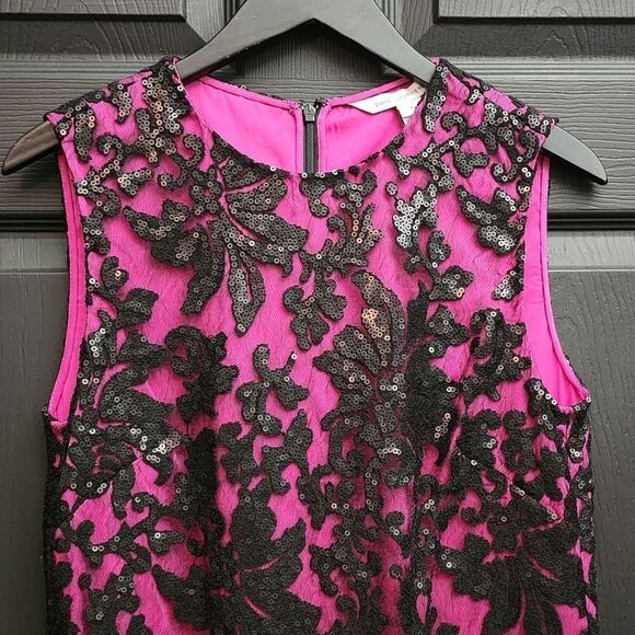 Diane von Furstenberg 'Kaleb' Embellished Shift Dress Black/Hot Orchid - Picture 8 of 16